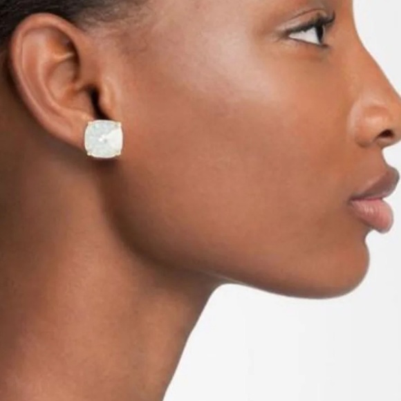 Kate Spade Square Stud Earrings in Marbleized White - Picture 3 of 8